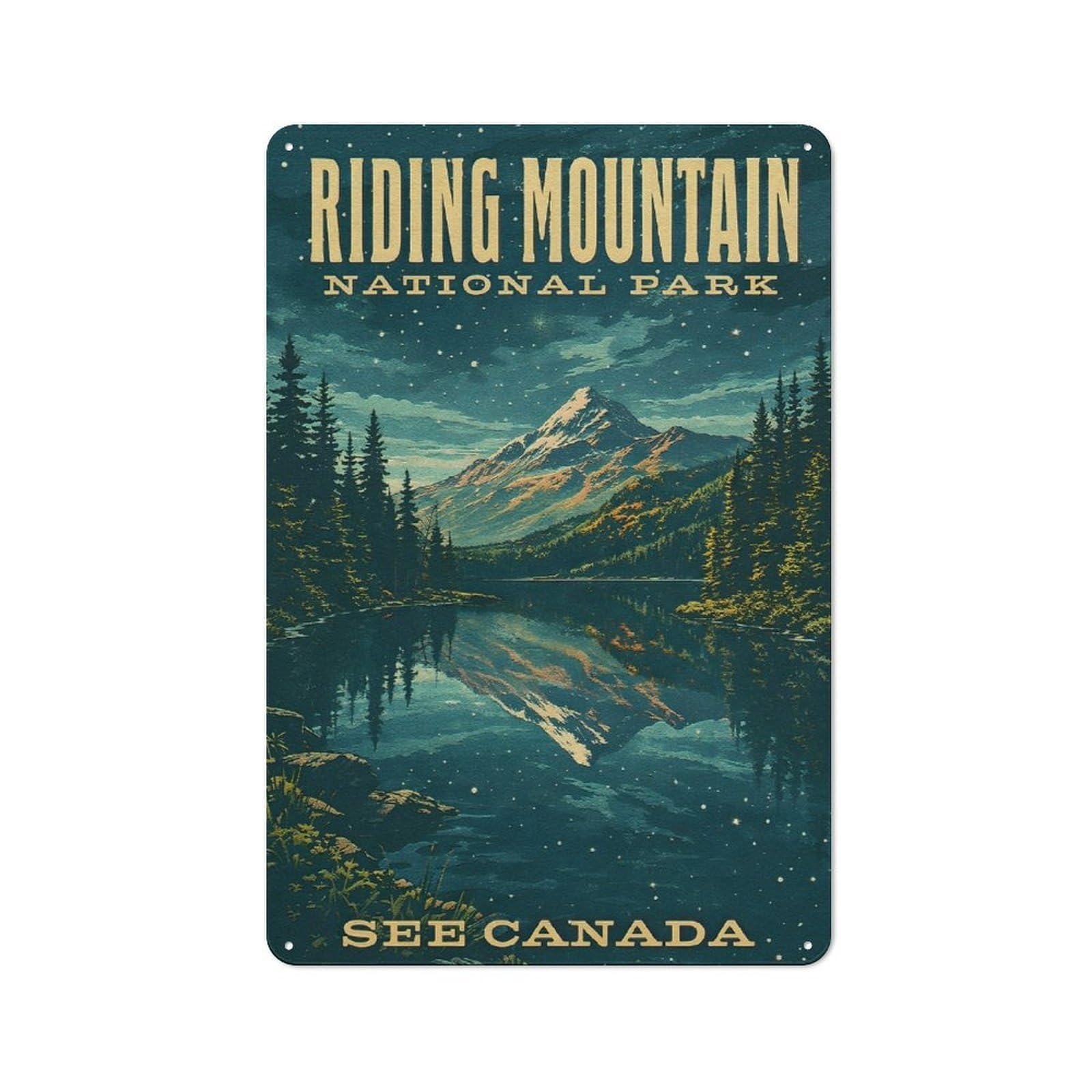 Junmoney Style-14 Riding Mountain National Park Vintage Tin Sign 30X20cm, Vintage Home Bar Decor For Cafe, Pub, Workshop Or Home Bar, For Relaxed Wall Styling