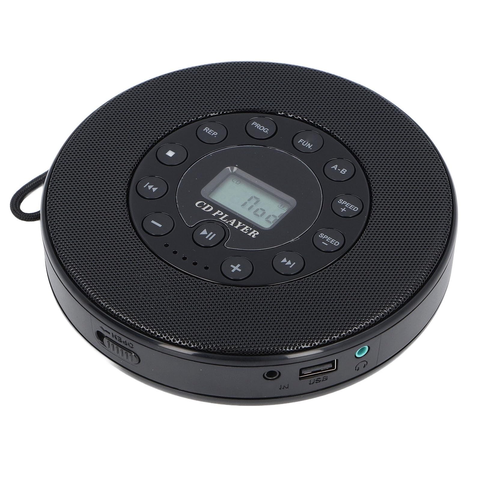 SIXRUN Lettore CD Portatile, Lettore CD Bluetooth ABS con Altoparlante Integrato, Batteria Ricaricabile da 2000 MAh, Uscita da 3,5 Mm per Viaggi in Auto e Ascolto di Musica a Casa (BLACK)