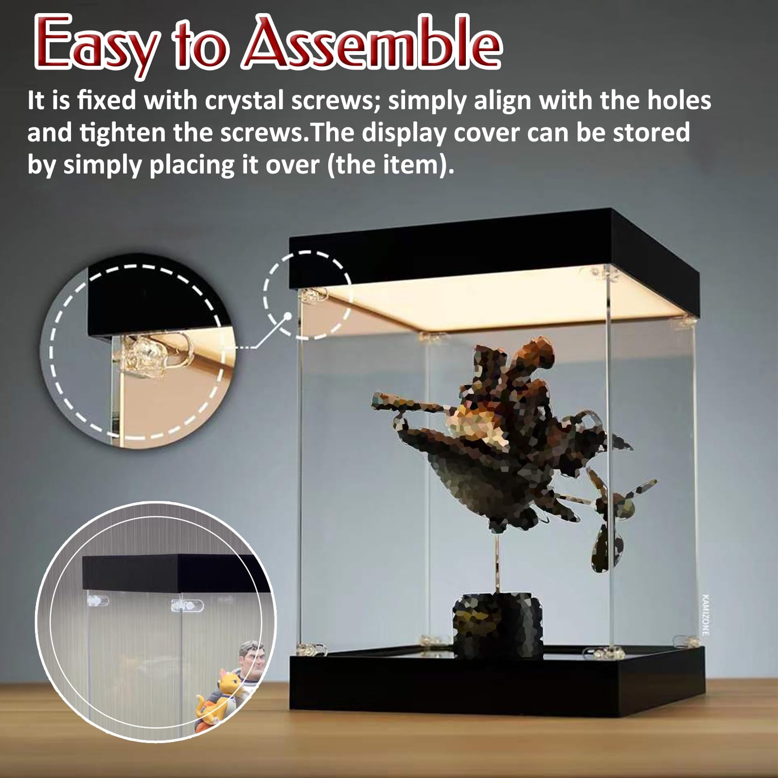 vetrina vetrinetta Vetrina In Acrilico Trasparente Con Luci A LED, Scatola Espositiva Personalizzabile Per Oggetti Da Collezione/ Modellini Di Automobili/ Figure(L*w-18x18"/46x46cm,H-18"/46cm)