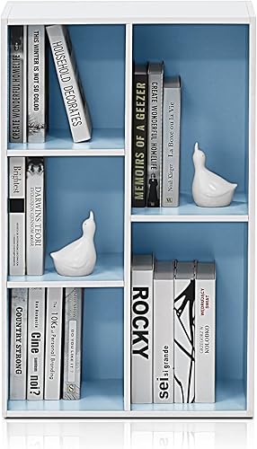 Miniatura 5 de Furinno 11069WHLBL - Estantería abierta reversible con 5cubos, color blanco y celeste