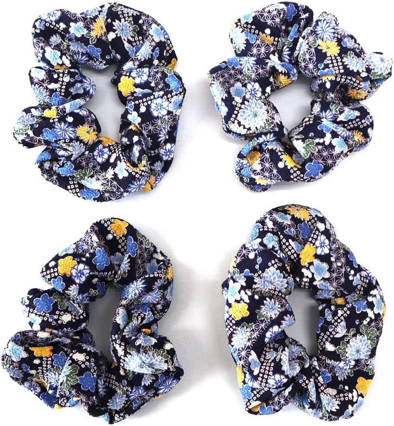 Miniatura 2 de Bandas elásticas japonesas para el cabello CHIRIMEN (azul)