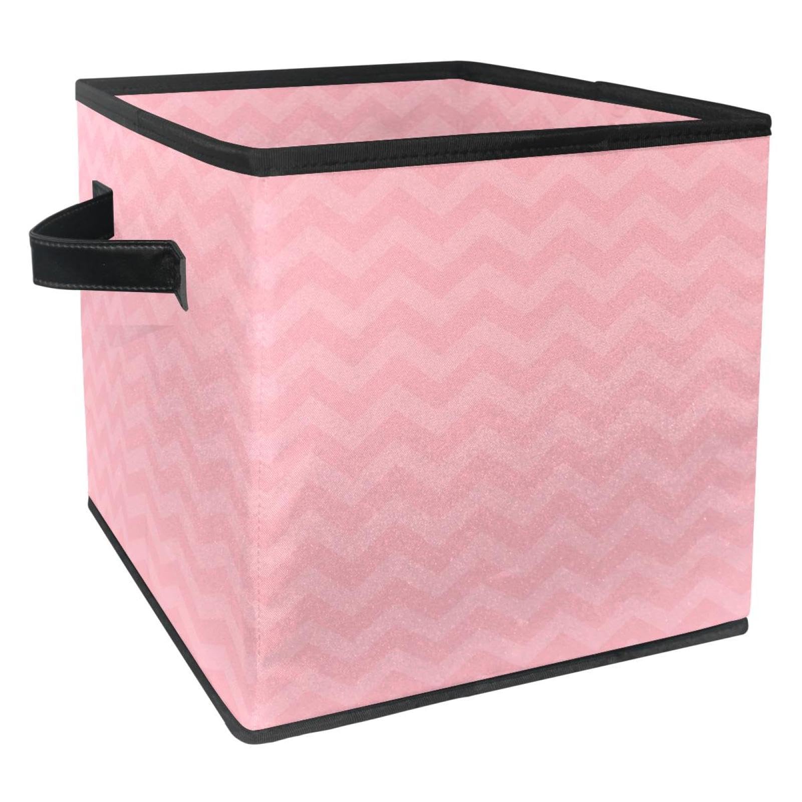 Panier de rangement en tissu pliable rose pour éliminer le désordre des étagères