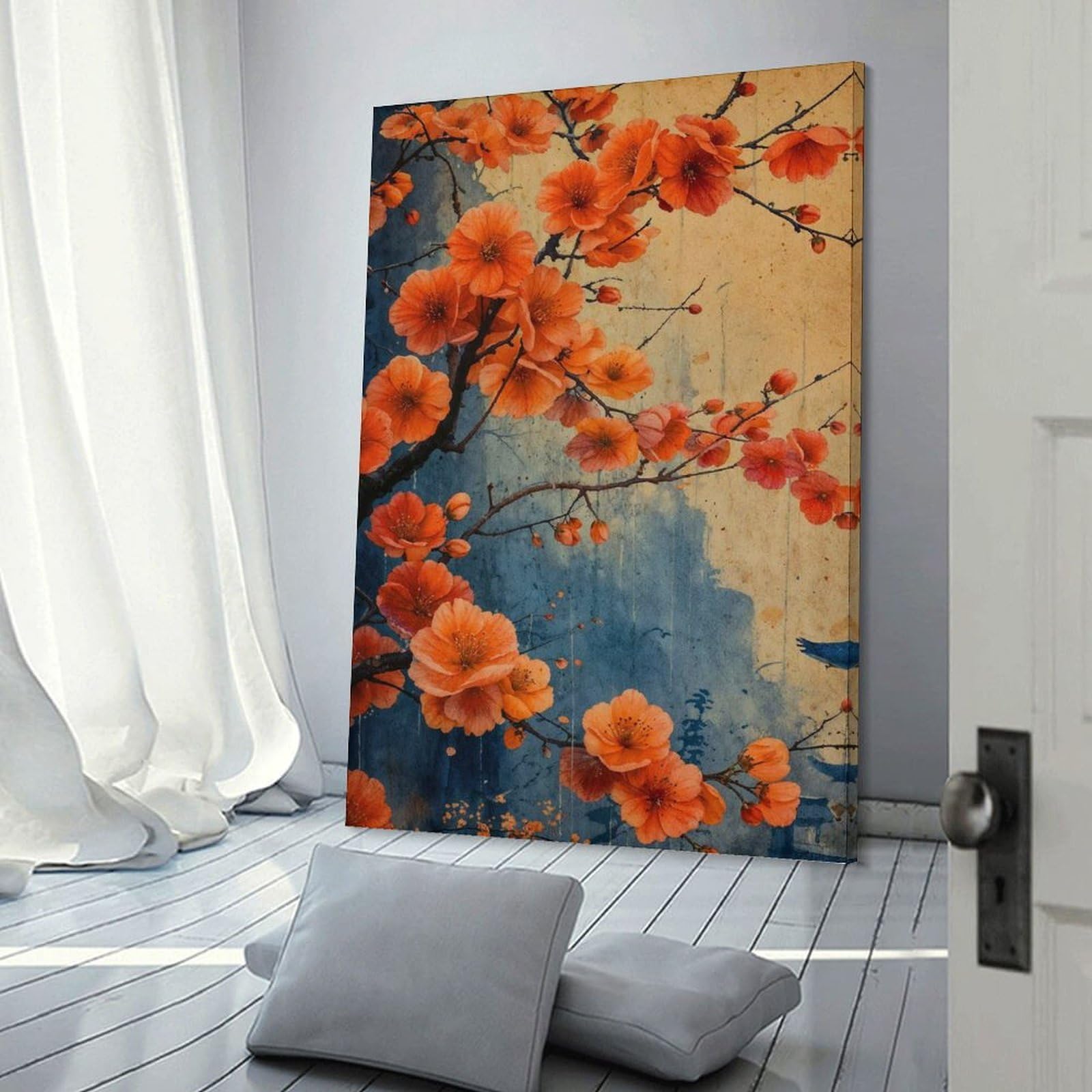 Junmoney Frame-Style-16 Cherry Blsossom Japan Canvas Wall Decor, 08X12inch(20X30cm), For Wall Displays, Bedrooms Or Room Updates, Wall Decor Suited To Curated Displays