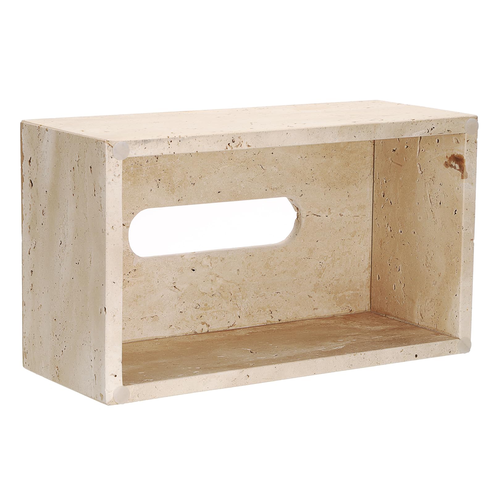 SUMTree Boîte à Mouchoir en travertin Distributeur rectangulaire Porte-Papier décoratif Organisateur de Bureau pour Salle de Bain, Salon, Chambre, Jardin （Pas de Fond）