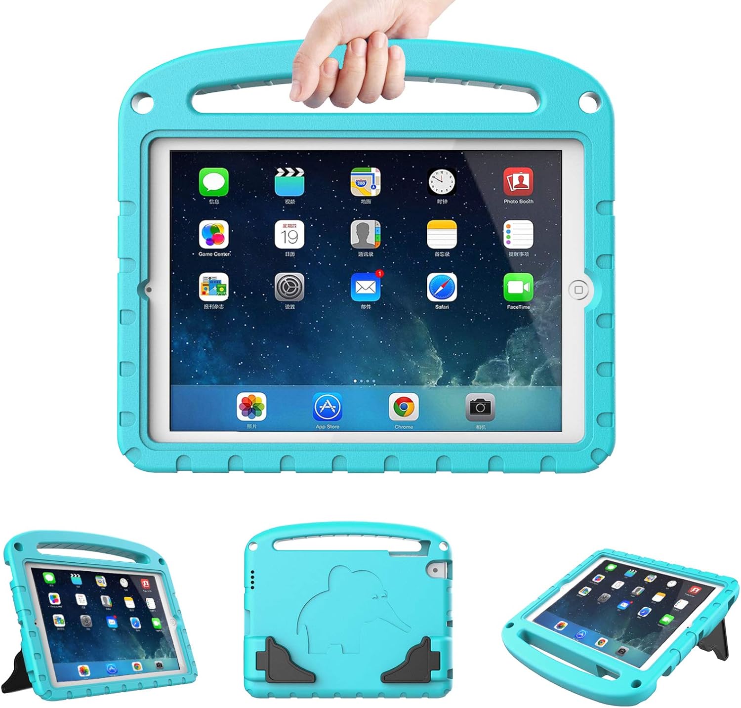 LTROP Kids Case for iPad Mini 1 2 3 4 5 - Light Weight Shock Proof Handle Friendly Convertible Stand Kids Case for iPad Mini, Mini 5 (2019), Mini 4, iPad Mini 3rd Generation, Mini 2 Tablet - Turquoise