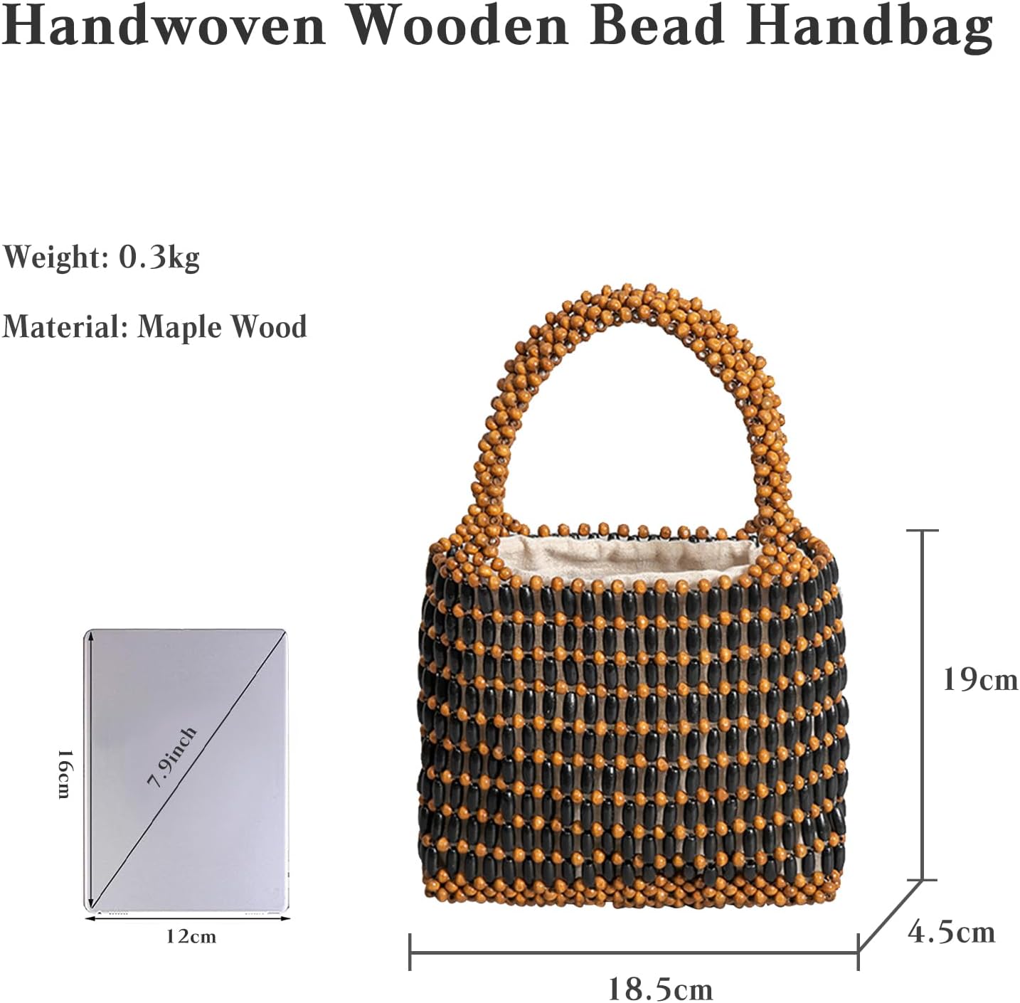 CORIOS Handwoven Tote Bag for Women - Woven Drawstring Handbag - Bohemian Clutch & Summer Beach Bag