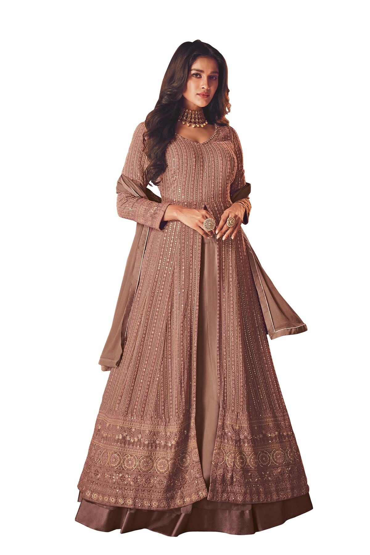 WOMEN'S Georgette semi-stiched suit (SF201-54no Purple1 free-size)-image-39