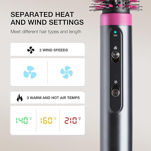 Miniatura 3 de Cepillo secador de pelo de alta velocidad, cepillo de rizado térmico iónico negativo, cepillo de aire caliente y secadora para cabello grueso,