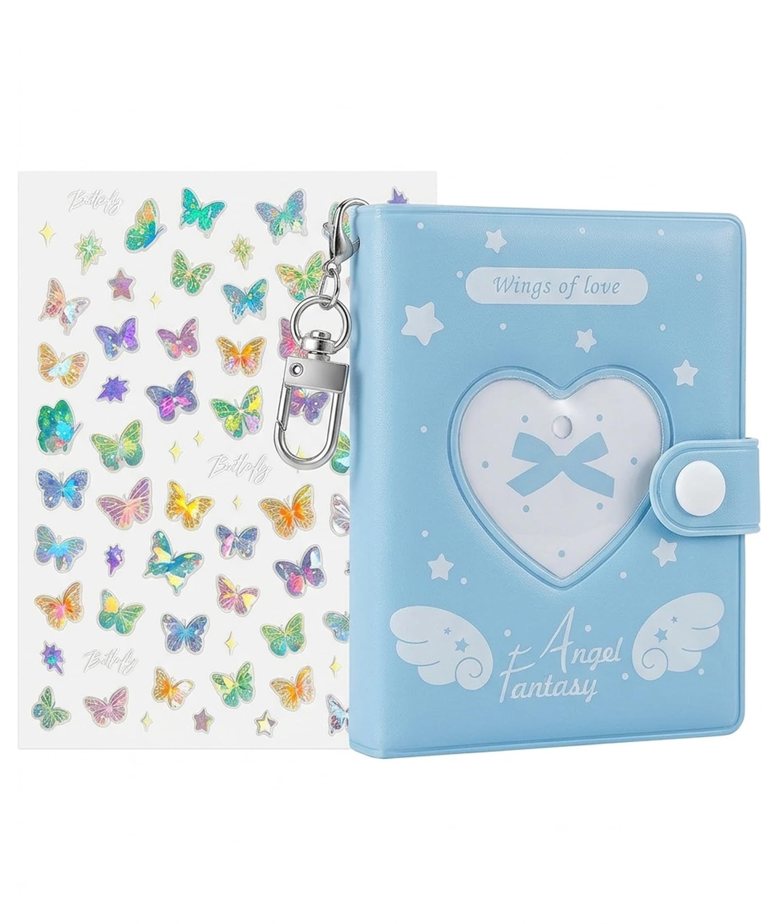 3PCS Photocard Binder, Photocard Holder for Anime Trading Cards, Mini Photo Album with Keychain, Blue Photocards Holder for Fan Meetings, Compact Photo Card Holder for Memory Storage-picture-10