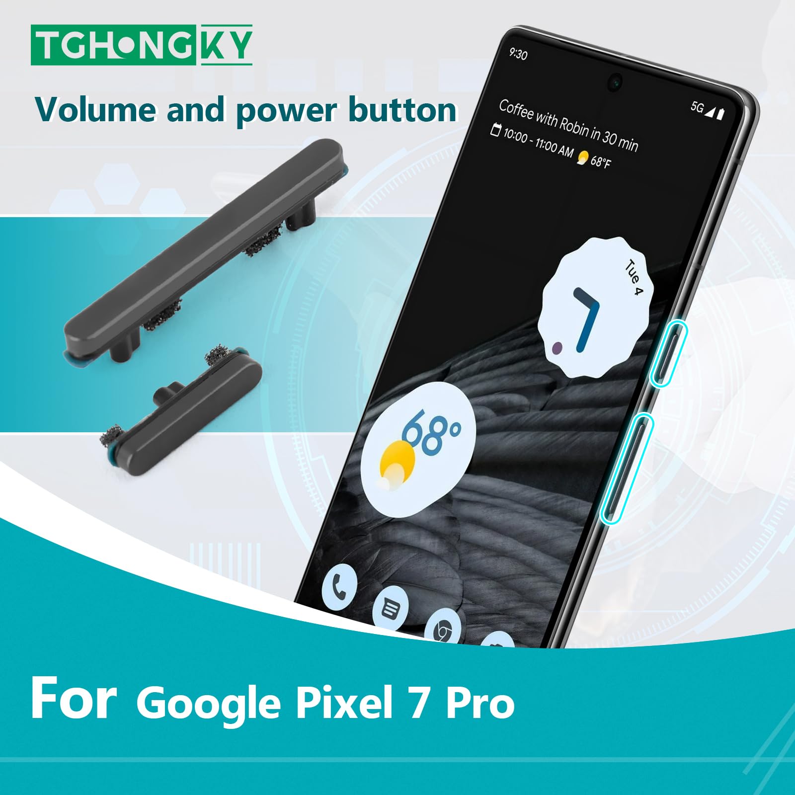 Voor Google Pixel 7 Pro Orig Aan/uit-knop