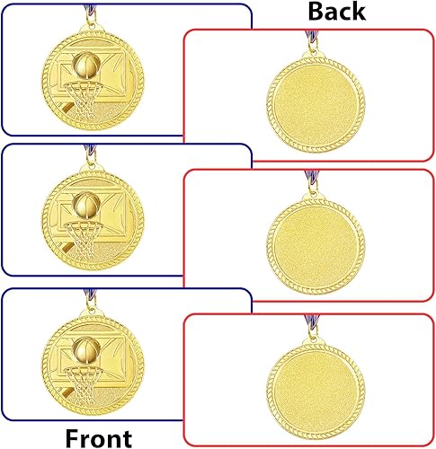 Miniatura 4 de Caydo 12 medallas de baloncesto para niños, medalla de metal dorado para premios para niños y adultos, recuerdos de fiesta para juegos de baloncesto