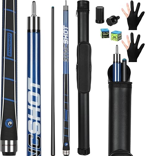 Taco de piscina de fibra de carbono de 58 pulgadas profesional para adultos, tecnología de carbono completo, baja desviación, taco de billar con