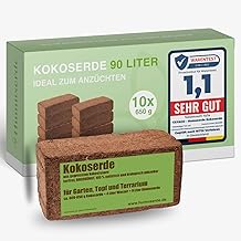 Humus Soil, Coconut Soil for Plants, 10 x 650 g, 90 L Coconut Soil, Coconut Fibres Soil, 100% Natural & Biodegradable, Low-Nutrient Potting Soil, Peat-Free & Unfertilised for Raised Beds and