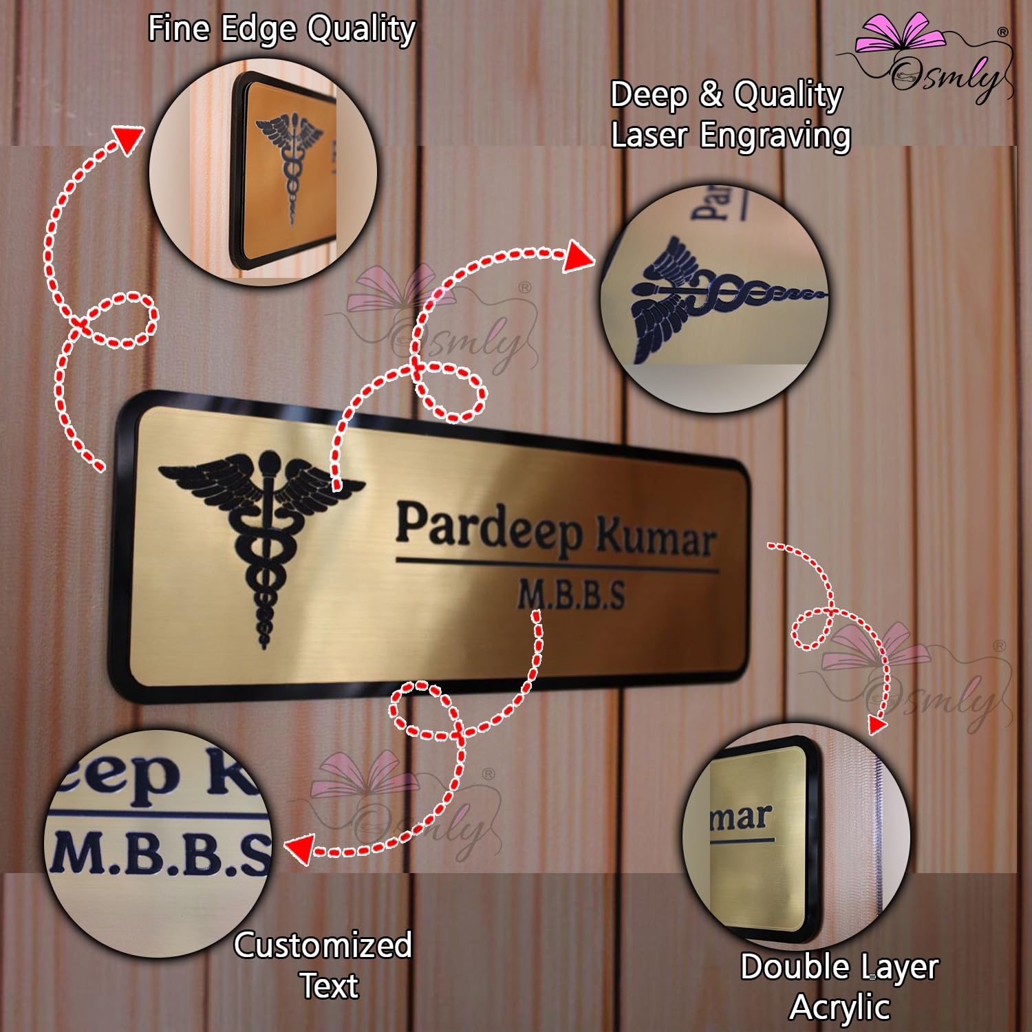 Customized Acrylic Name Plate for Office, Home, Workshop, Acrylic Laser Engraved Name Plates for Doctor, For CA, For Dentist, For Advocate, For Door, For Wall Name Plate 3 x 8 inch & 12 x 4 inch — Amazon image 8