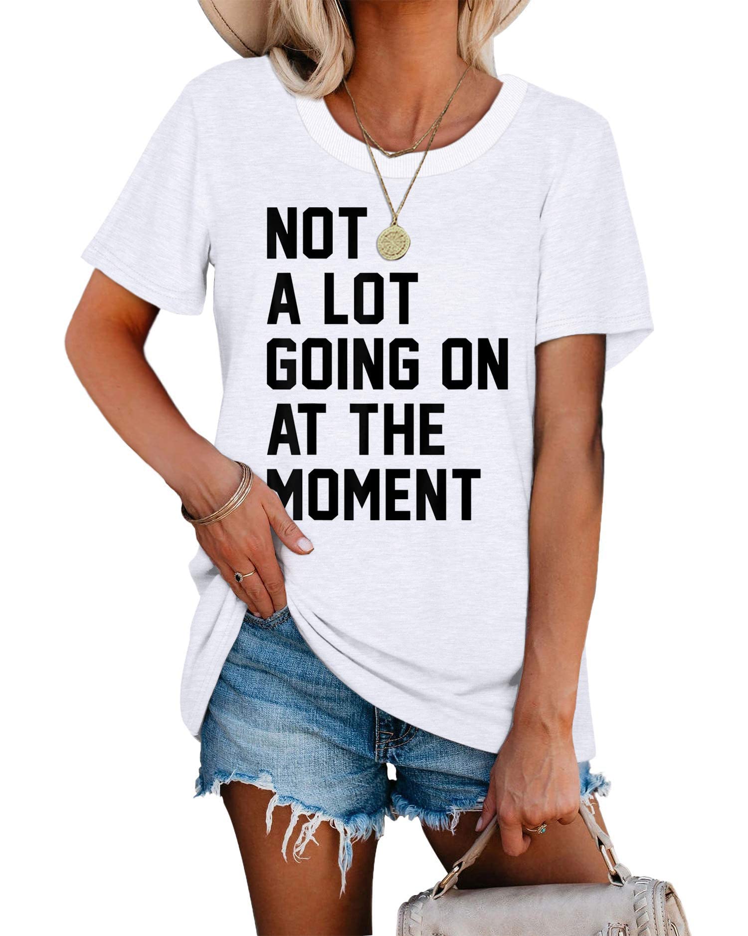 LUBERLINCountry Music A Lot Going On at The Moment Shirt for Women Letters Graphic Music City Vacation Shirt Tee Outfits
