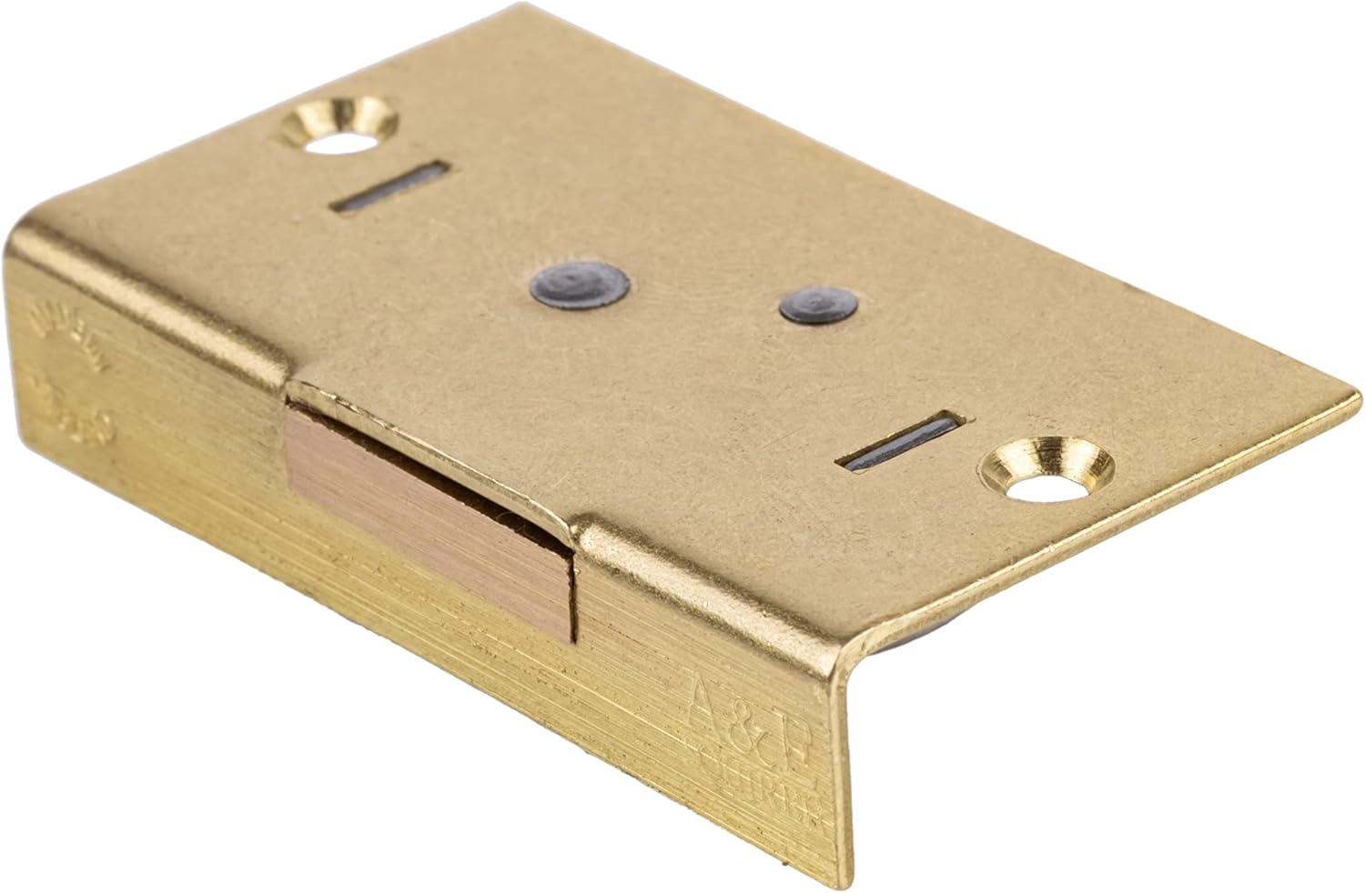 Small Right Hand Cabinet Door or Drawer Brass Plated Half Mortise Lock w/Two Skeleton Keys | HL5-SB