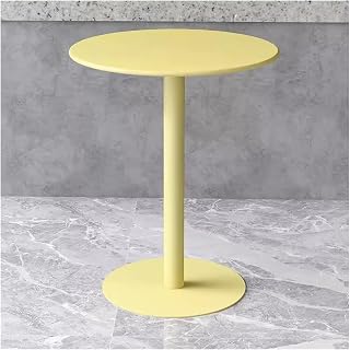 Mesa de comedor redonda de metal para exteriores para espacios pequeños, color amarillo, 48 x 48 x 62 cm