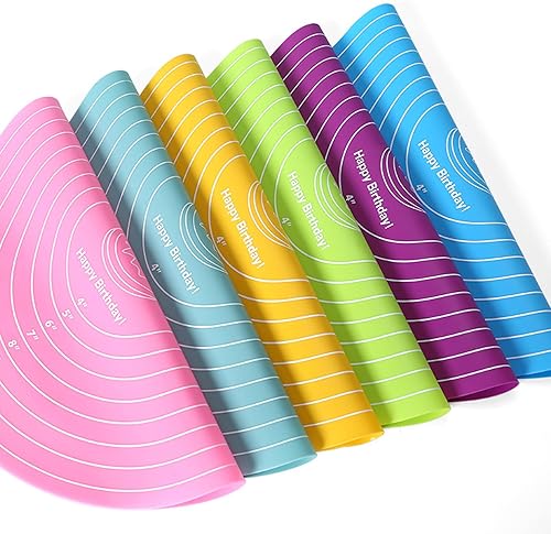 Tapete de silicona para hornear, tapete redondo para tartas con medidas para soporte de plato giratorio de 12 pulgadas, tapete de amasado de