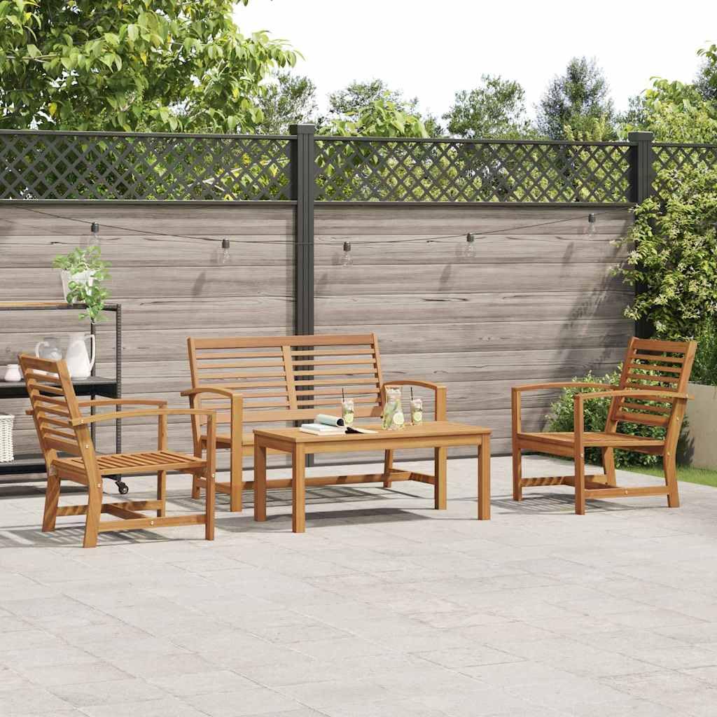 Set di 4 mobili da giardino in teak naturale, resistente alle intemperie, marrone, versatile, accogliente, facile da pulire