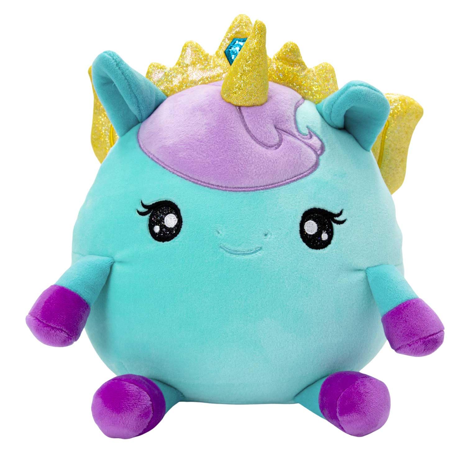 SquishPets Plush Medium GALUPY Rainbow Unicorn Zoey - Cute Soft Toy with Glitter Wings, Kawaii Stuffed Animal for Kids, Blue