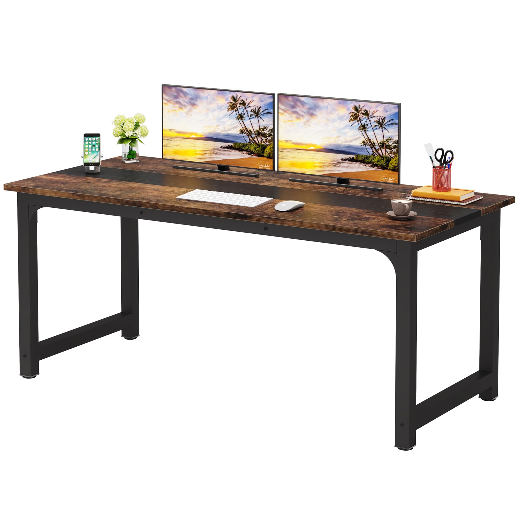 LITTLE TREE 70.8 Inch Large Executive Office Desk, Simple Computer Workstation with 31.5 inch Wide Desktop for Home Office
