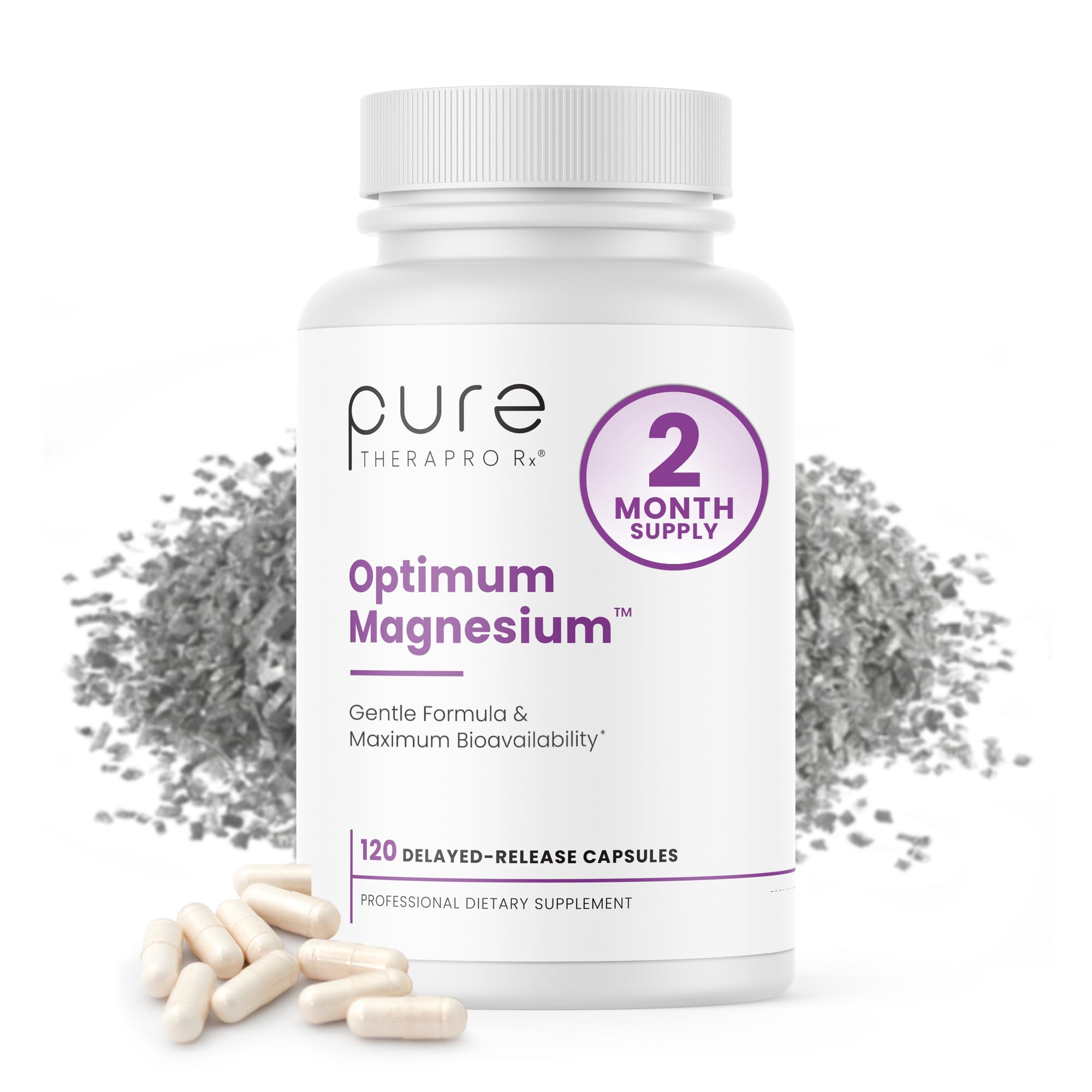 Optimum Magnesium - 120 Delayed Release Vegan Capsules - Magnesium Lysinate Glycinate Chelate & Di-Magnesium Malate, Maximum Absorption, Supports Bone Health and Energy - Non-GMO