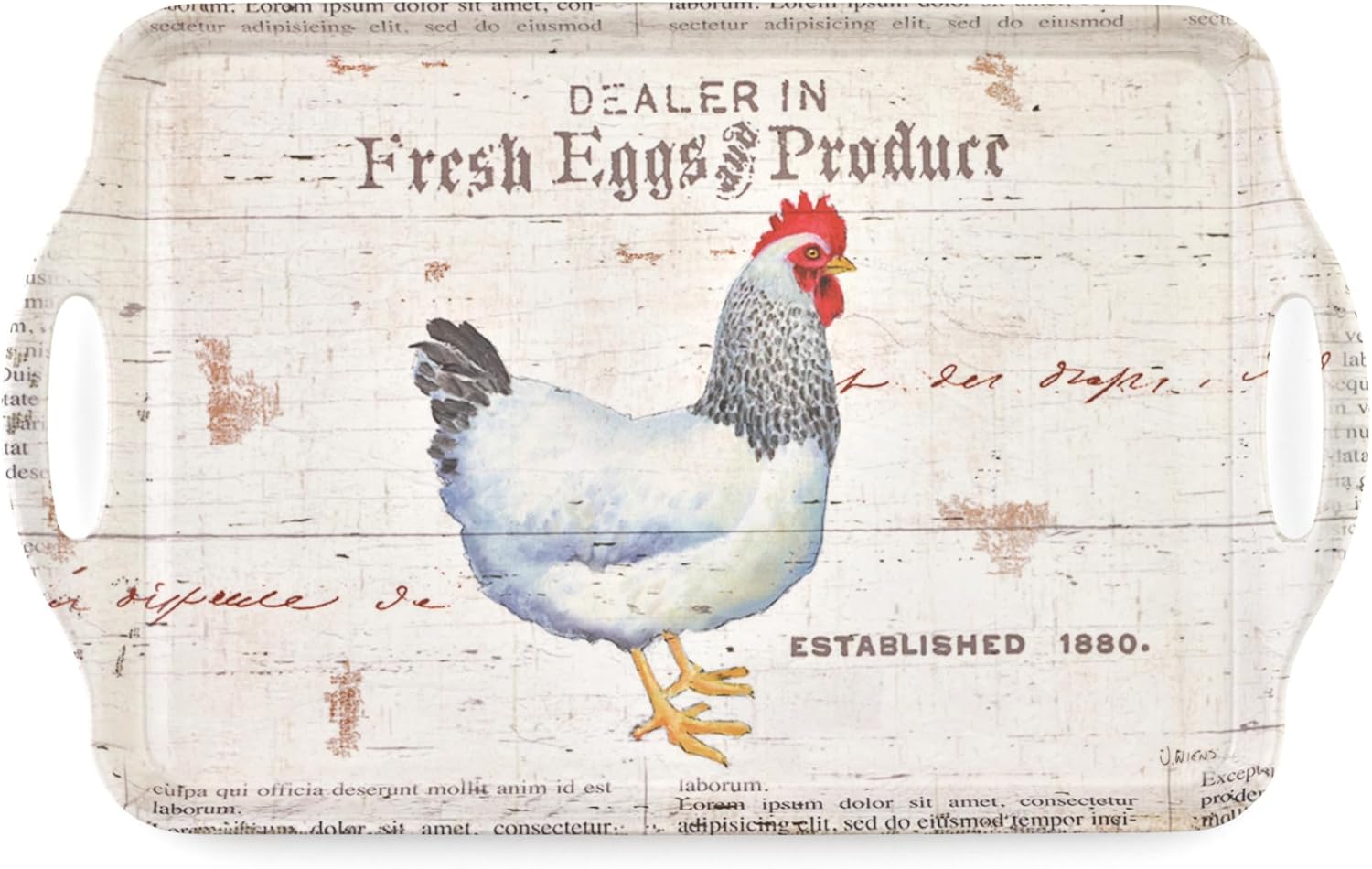 Pimpernel Woodland Large Handled Tray- Large Rectangular Melamine Serving Tray with Nature-Inspired Forest Design - Dishwasher Safe Platter for Snacks Breakfast Lunch or Seasonal Kitchen Table Display