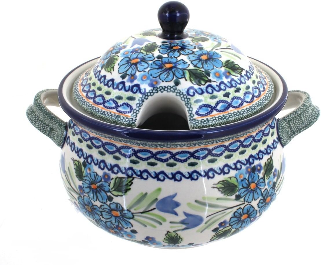 Polmedia Polish Pottery Tureen UNIKAT - Evangeline Pattern Handmade in Boleslawiec Poland + Certificate of Authenticity