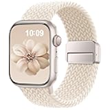 Braided Stretchy Band Compatible with Apple Watch Bands 38mm 40mm 41mm 42mm 46mm 44mm 45mm 49mm for Women Men, Nylon Sport Strap Solo Loop for iWatch bands Series SE 11 10 9 8 7 6 5 4 3 Ultra 3 2 1