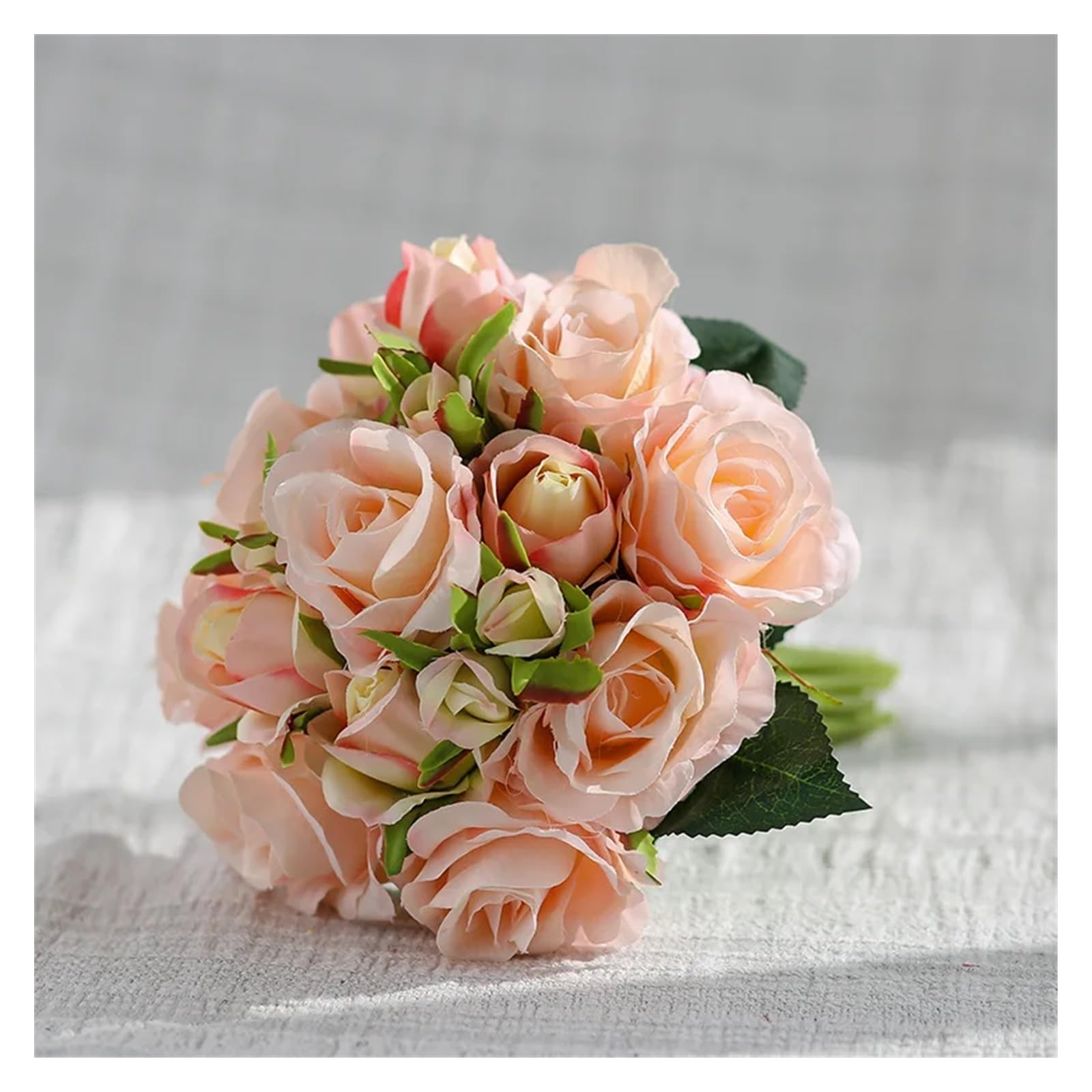 Fiori artificiali 18 teste di fiori di rosa di seta bouquet di fiori artificiali bouquet da sposa matrimonio casa festa di Natale decorazione fai da te rosa Fiore finto(Red)