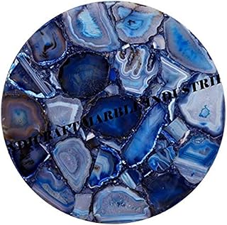 Blue Agate Round Table Top, Blue Agate Table, Round Agate Table, Customized Sizes, Fire Agate Botswana Agate Moss Agate Meaning Agate Meaning Table Exterieur