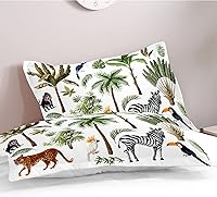 Vista 5 de Chickwin Funda de edredón tamaño individual para niños, juego de ropa de cama de animales de la selva de dibujos animados 3D, microfibra lavada