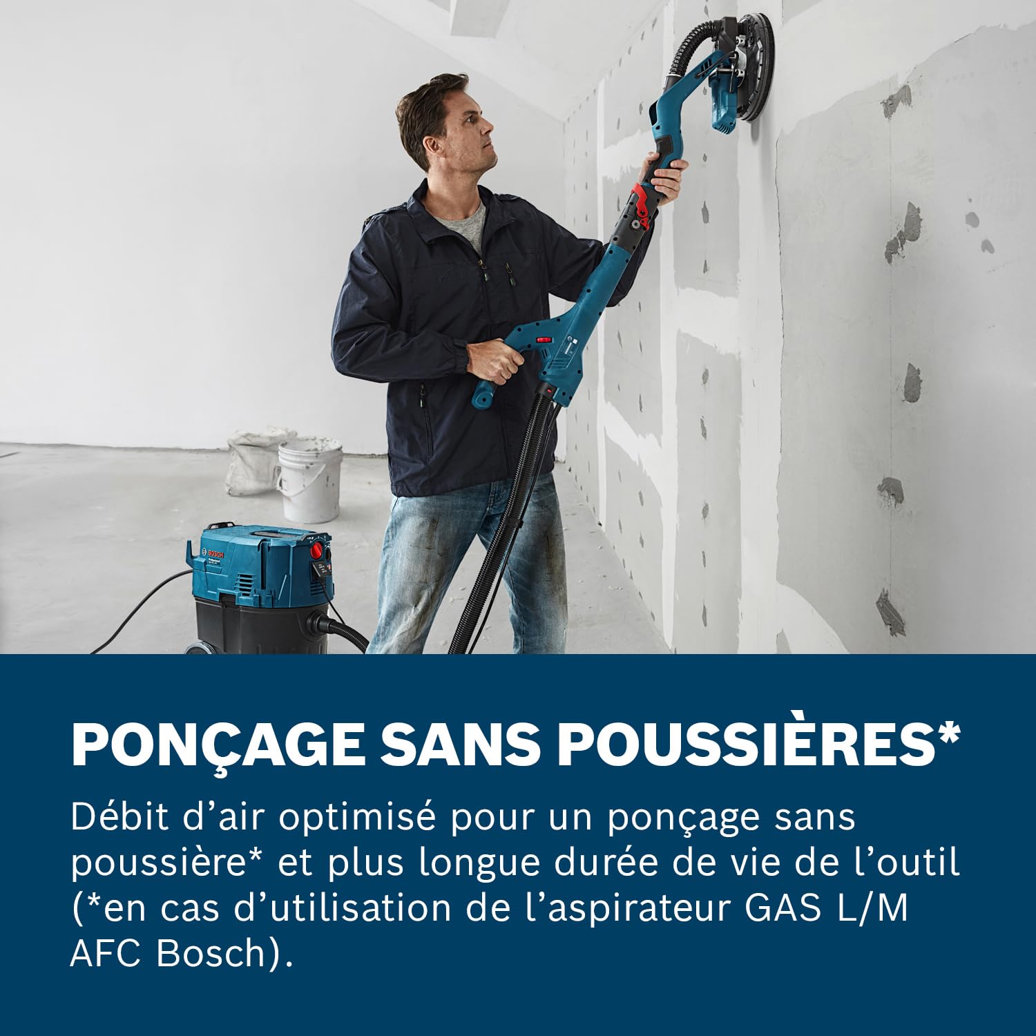 Bosch Professional ponceuse plaquiste GTR 55-225 (550 W, Ø de plateau de ponçage 215 mm, avec 1 disque abrasif M480, 1 set de plateaux de ponçage souples, 3 clips de câbles, coffret de transport)