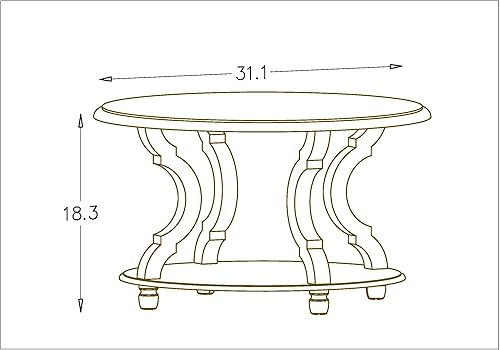 Miniatura 3 de FINECASA Mesa de centro de madera, mesa de centro redonda para sala de estar, mesa de cóctel redonda con almacenamiento, mesa de sofá con estante,