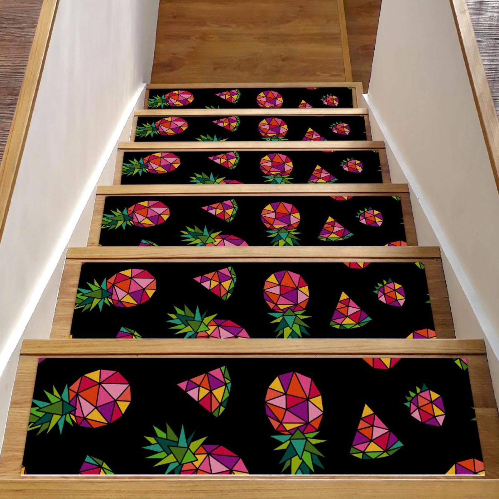 Peldaños antideslizantes piña tropical contra resbalones en escaleras de madera