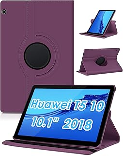 DETUOSI Huawei MediaPad T5 Case, Huawei T5 10.1" Rotating Case,Multi-Angle Viewing 360 Degree Rotating Stand Smart Cover Case for Huawei Mediapad T5 10.1 inch Tablet 2018 Release,Purple