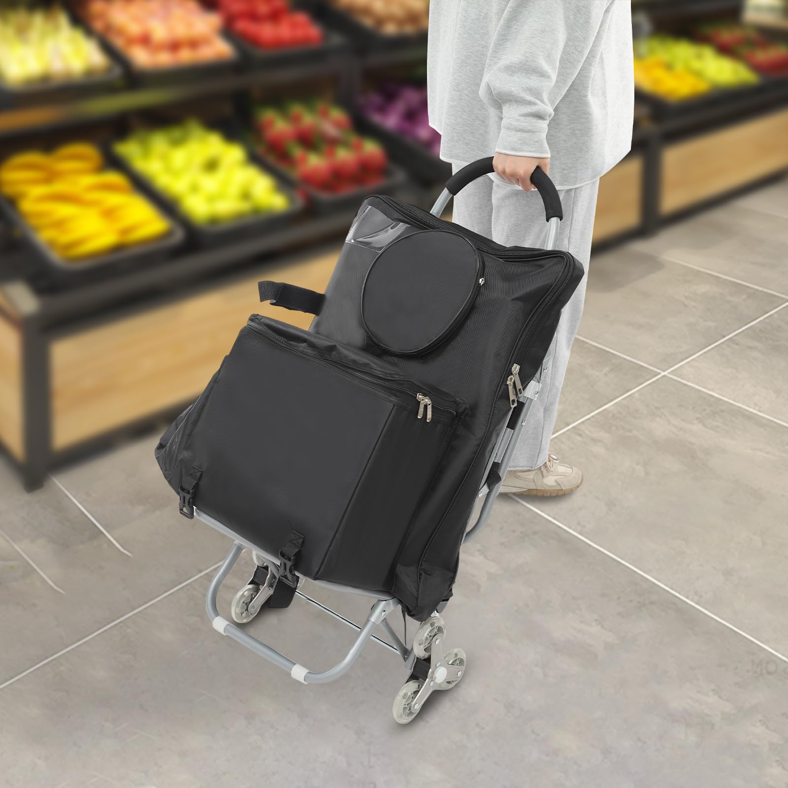 Einkaufswagen Treppensteiger Trolley, Tragbarer Einkaufswagen Mit Sitz Für Ausruhen, Klettern, Treppenwagen, Trolley, Leicht Einkaufstrolley Klappbar, Für Ausruhen, Treppenwagen Einkaufstrolley