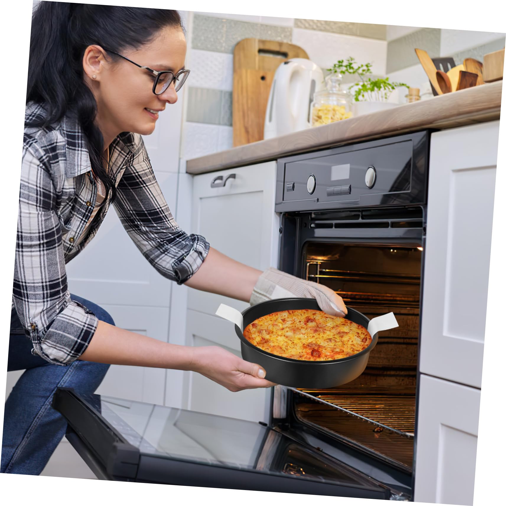 Set Di 3 Teglie Antiaderenti Per Torte A Strati Da 6 8 E 10 Rotonde Con Carta Da Forno Versatili Forniture Per La Cottura