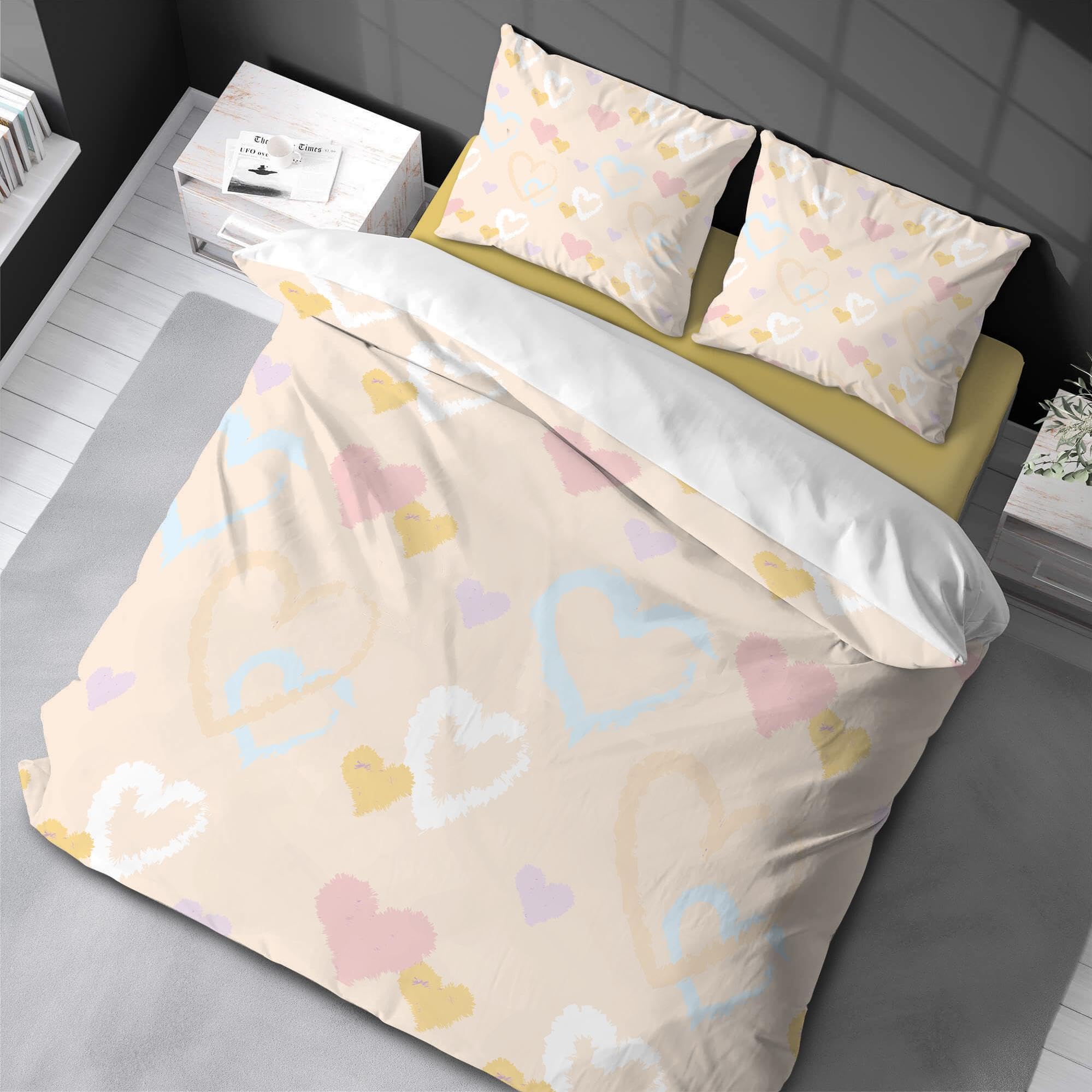 Housse de couette coeur d'amour coloré pour des nuits magiques en famille