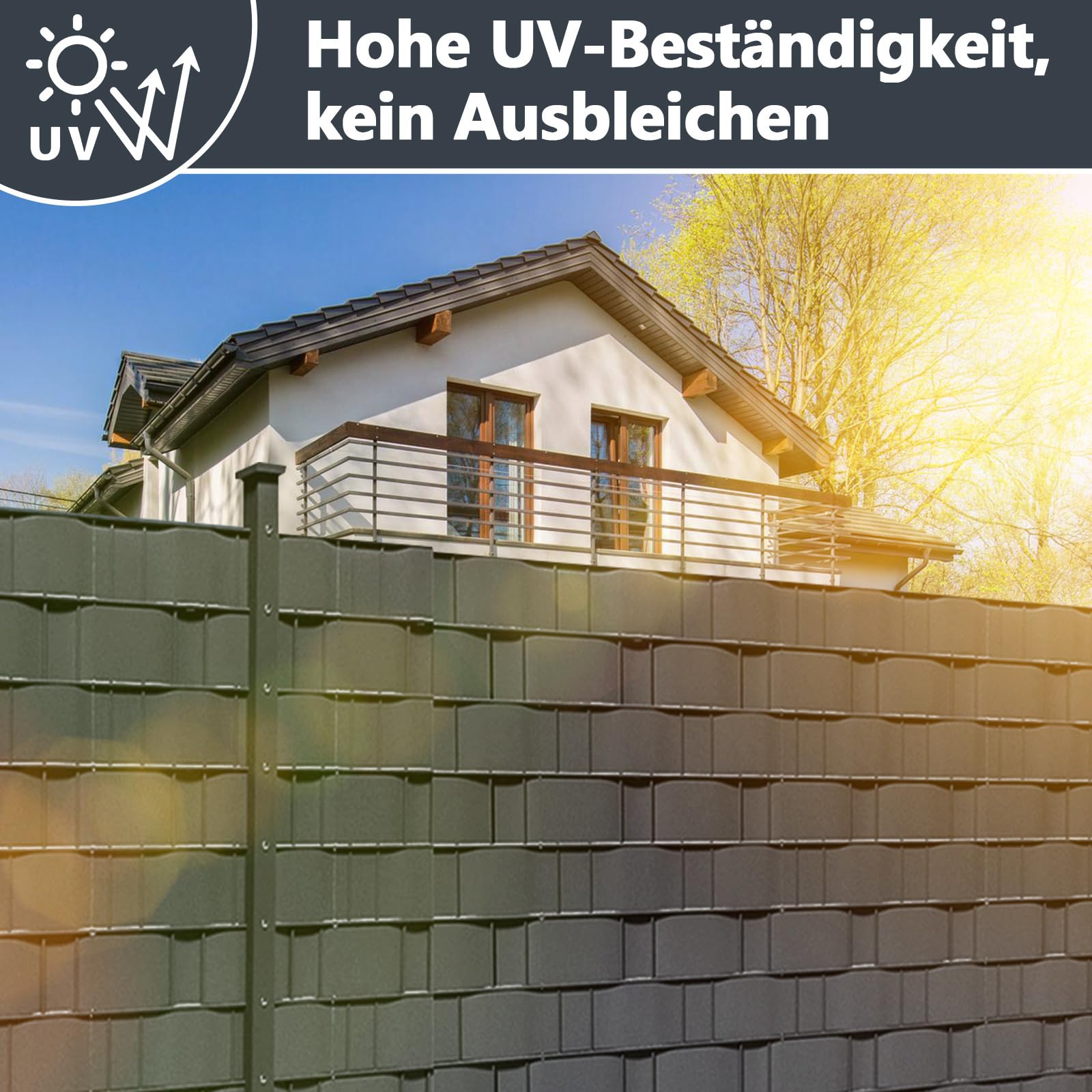 Sichtschutzstreifen für Doppelstabmatten, 210m x 19cm Wetterfester PVC Sichtschutz (450g/m²) inkl. 180 Clips. Ideal für Doppelstabmattenzaun, Garten & Balkon, Anthrazit