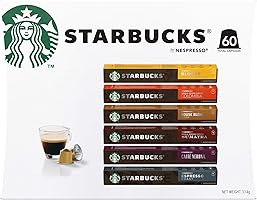 Starbucks By Nespresso Coffee Pods Variety Pack 60 Capsules (10 of each flavour) - Gift Pack
