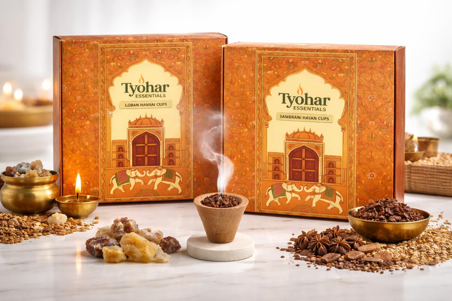 Loban & Sambrani Havan Cups Combo Pack of 2 (15 Each) | Eco-Friendly Cow Dung Havan Cups Made with Recycled Temple Flowers | Charcoal-Free for Pooja & Havan-image-32
