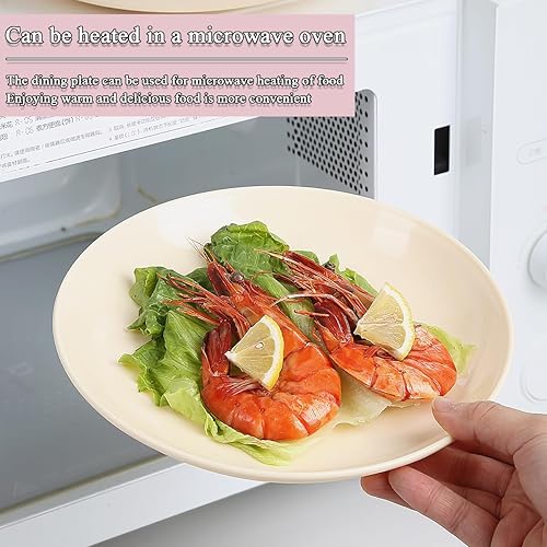 Miniatura 8 de Juego de 8 platos de plástico de 7.8 pulgadas, platos reutilizables irrompibles para todos los propósitos y todas las edades, aptos para microondas