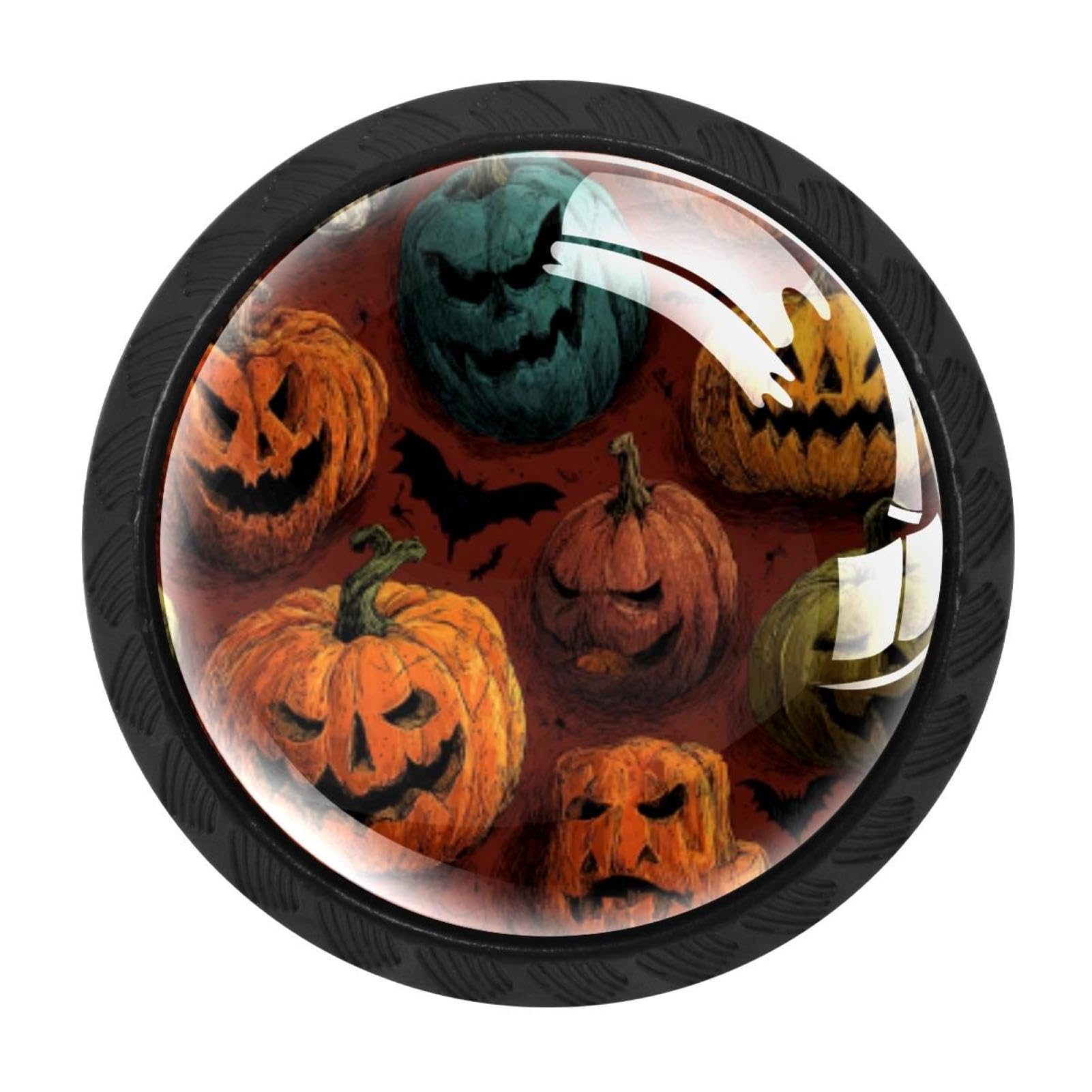 CHENZZZZ 4 PCS Scary Halloween (3) Crystal Glass Cabinet Knob Drawer Pull Handle for Kitchen Cupboard Dresser Wardrobe etc