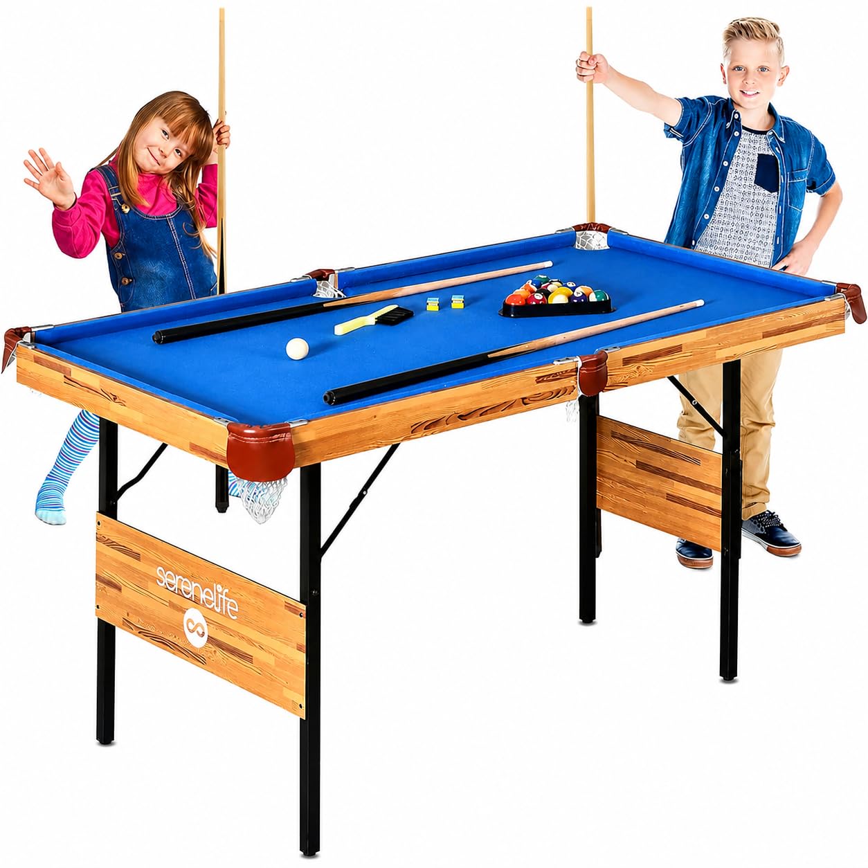Serenelife Mesa multijuegos, 122 cm, 4 en 1, Tenis de Mesa, Billar, Bolos, Futbolin, Plegable, Interiores, Exteriores