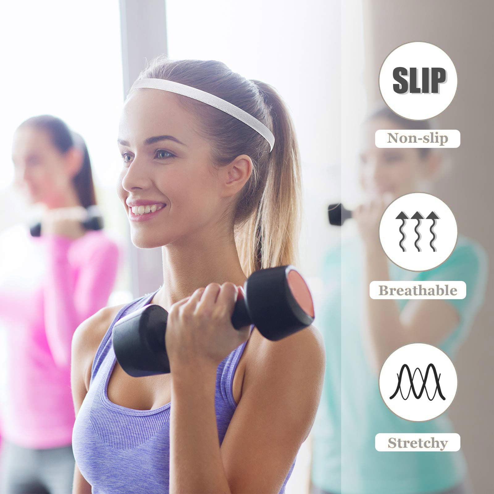 Fascette Capelli DRESHOW Fascia Capelli Donna Fascia Fasce Per Capelli Donna Yoga Antiscivolo Headband Sport Fasce Elastiche Fitness Fascia Elastica Capelli 8 Pezzi Cerchietto Capelli Donna