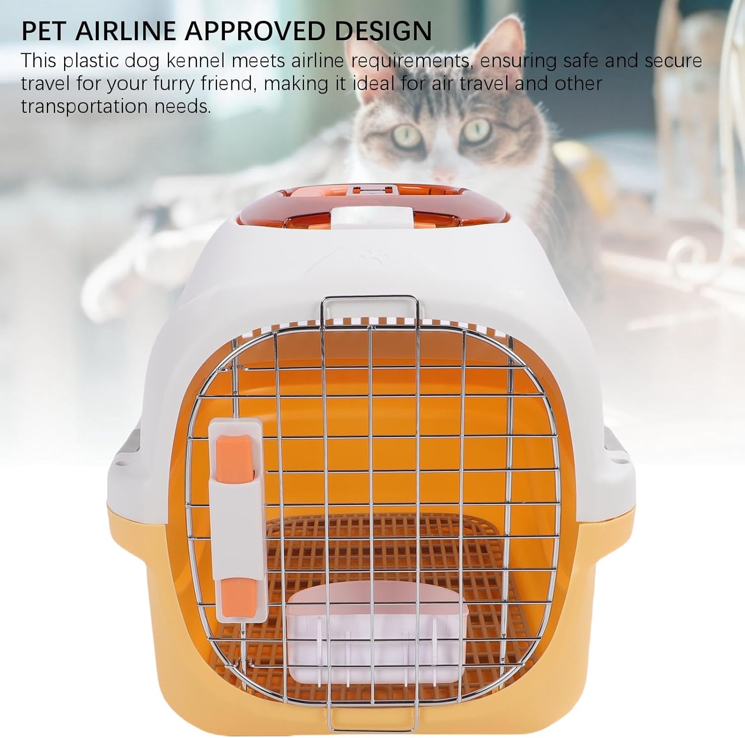 aqxreight Plastic Pet Kennel Top Window Detachable Travel Dog Crate Cat Carrier with Handle Airline Friendly Travel for Friend Fo Plastic Dog CratePlastic KennelPlastic Pet (Yellow)