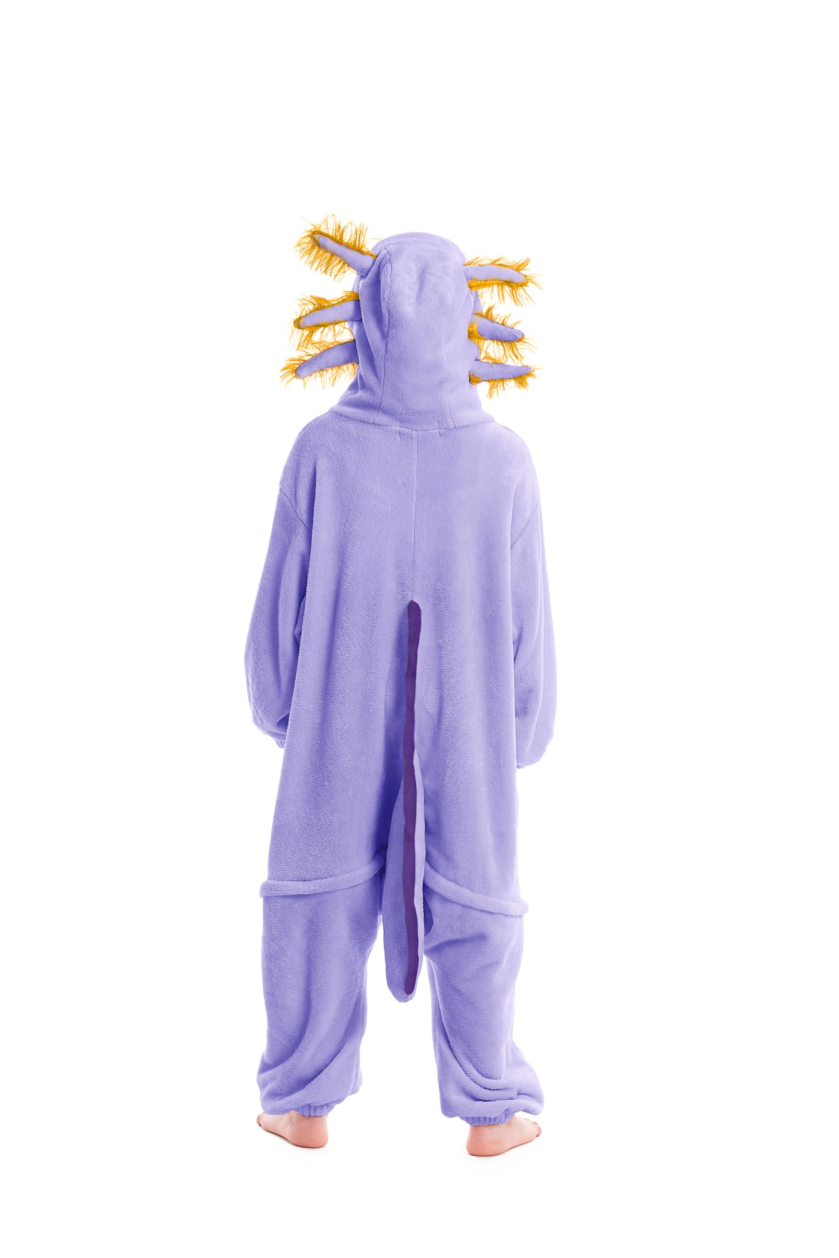 DarkCom Animal Onesie for Kids,Flannel Cosplay Purple Axolotl Halloween Costume Parent-Child Sleepwear for Girls Boys 8-9 Years - Image 4