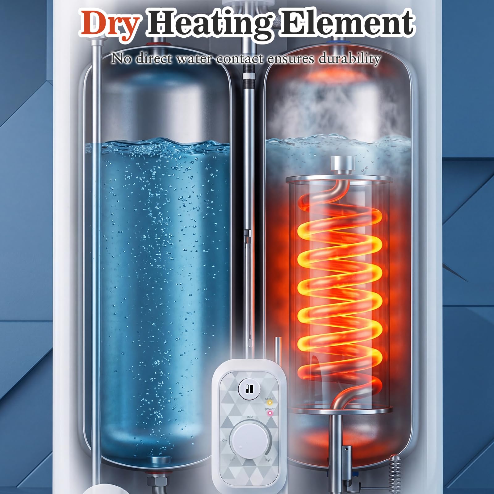 FANTASK Depósito de agua caliente, 25 litros, 1300 W/2000 W, modo de calefacción | Calentador de agua caliente inteligente para baño, montaje en pared, múltiples posiciones, calentador de agua eléctrico