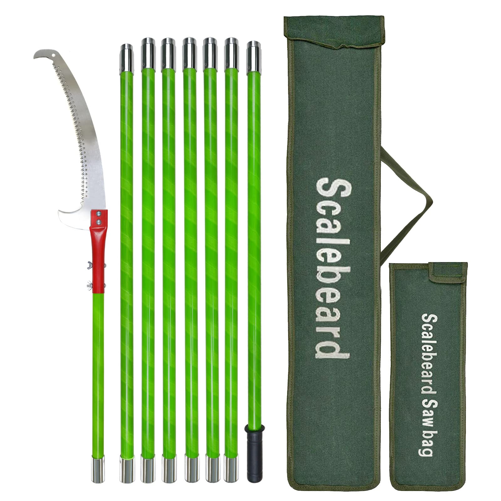 Scalebeard 26 Foot Tree Trimmer Pole Manual Pruner Cutter Set Extension Cut Tree Branch Garden